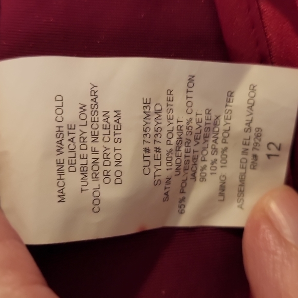 Jenny Annie Dots Girls Formal Red Velevt gown with Bowlero Jacket - Picture 3 of 12